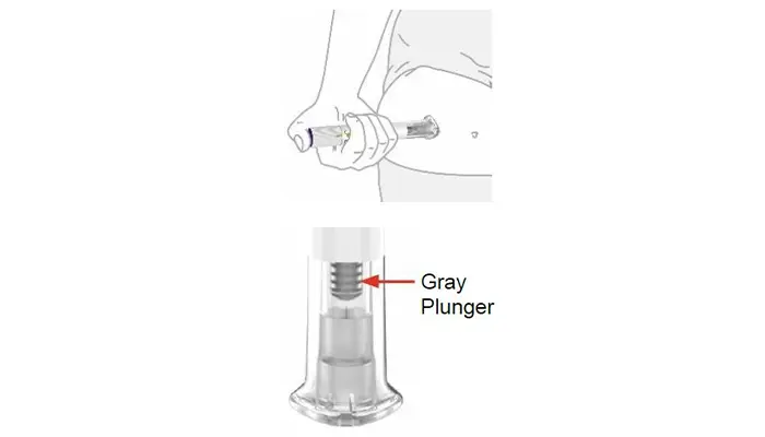 Nhấn và giữ bút tiêm trong vòng 10 giây