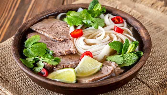 Trong một tô phở có chứa nhiều protein và chất xơ