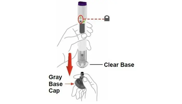 Tháo nắp đáy bút tiêm