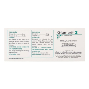 Glumerif 2 DHG điều trị bệnh đái tháo đường 30 viên
