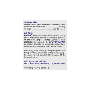 Fordia MR 750mg United điều trị tiểu đường 60 viên