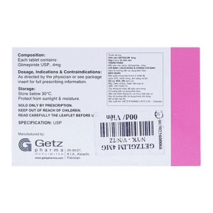 Getzglim 4mg Getz điều trị đái tháo đường 20 viên