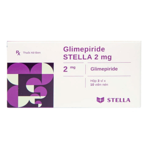 Glimepiride Stella 2mg kiểm soát đường huyết cao ở bệnh tiểu đường 30 viên