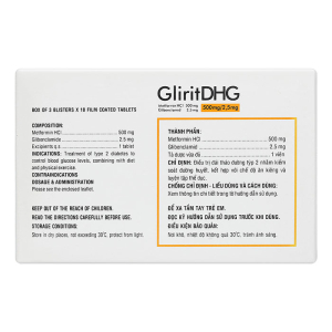GliritDHG 500mg/2.5mg điều trị tiểu đường 30 viên