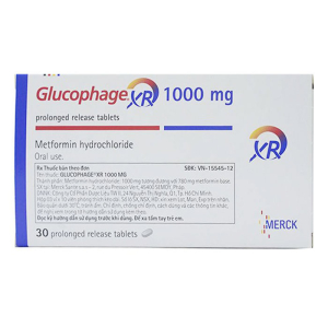 Glucophage XR 1000mg Merck điều trị tiểu đường 30 viên