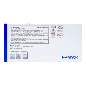 Glucovance 500mg/2.5mg Merck điều trị tiểu đường 30 viên