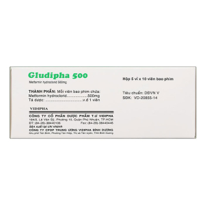 Gludipha 500 Vidipha điều trị đái tháo đường 50 viên