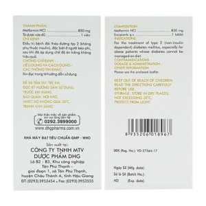 Glumeform 850 DHG Pharma điều trị bệnh đái tháo đường 50 viên