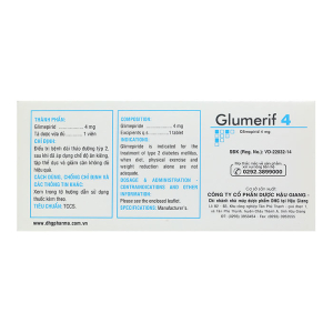 Glumerif 4 DHG điều trị bệnh đái tháo đường 30 viên