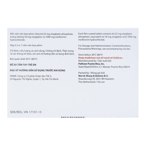 Janumet 50mg/1000mg MSD điều trị đái tháo đường 28 viên