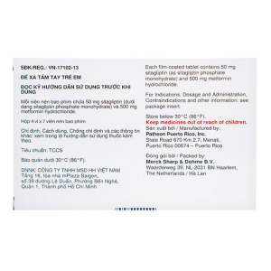 Janumet 50mg/500mg MSD điều trị đái tháo đường típ 28 viên