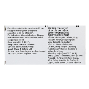 Januvia 50mg MSD cải thiện kiểm soát đường huyết 28 viên