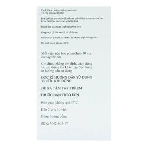 Jardiance 10mg Boehringer điều trị đái tháo đường 30 viên