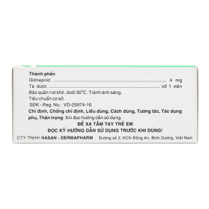 Miaryl 4mg Hasan điều trị đái tháo đường 100 viên