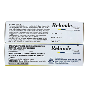 Relinide 1mg Standard điều trị đái tháo đường 120 viên