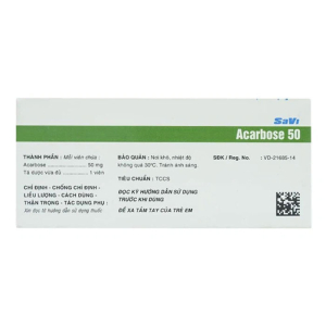 SaVi Acarbose 50 điều trị đái tháo đường 100 viên