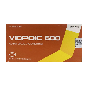 Vidpoic 600 Hataphar điều trị rối loạn cảm giác do bệnh viêm đa dây thần kinh đái tháo đường 30 viên